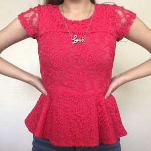 2 Tween Lace Peplum Top